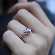 Vintage Prenses Blue Topaz & Pırlanta Yüzük