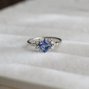 Vintage Prenses Blue Topaz & Pırlanta Yüzük