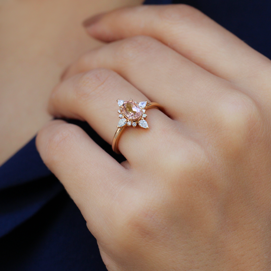 Vintage Selius Morganite & Pırlanta Yüzük