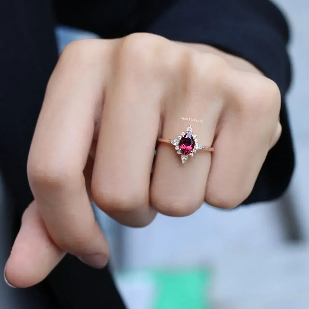 Vintage Selius Pırlanta & Rhodolite Yüzük