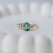 Vintage Tasarım Asimetri Pırlanta & Turmalin Yüzük