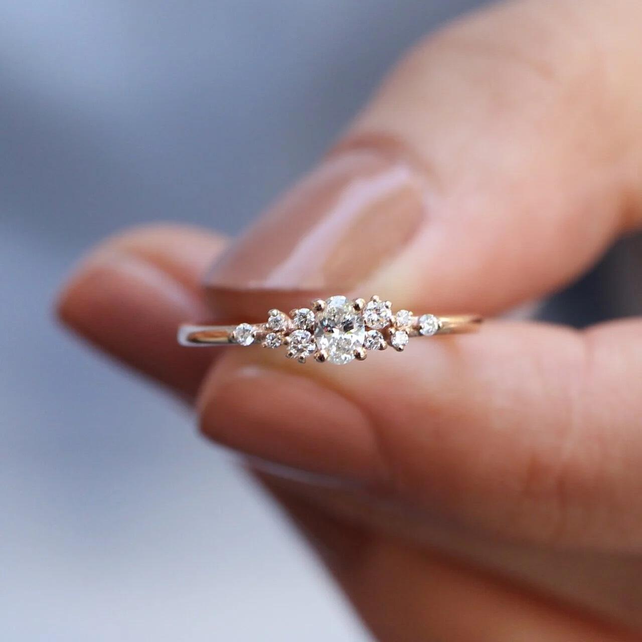 0.25 CT Vintage Tasarım Asimetri Pırlanta Yüzük