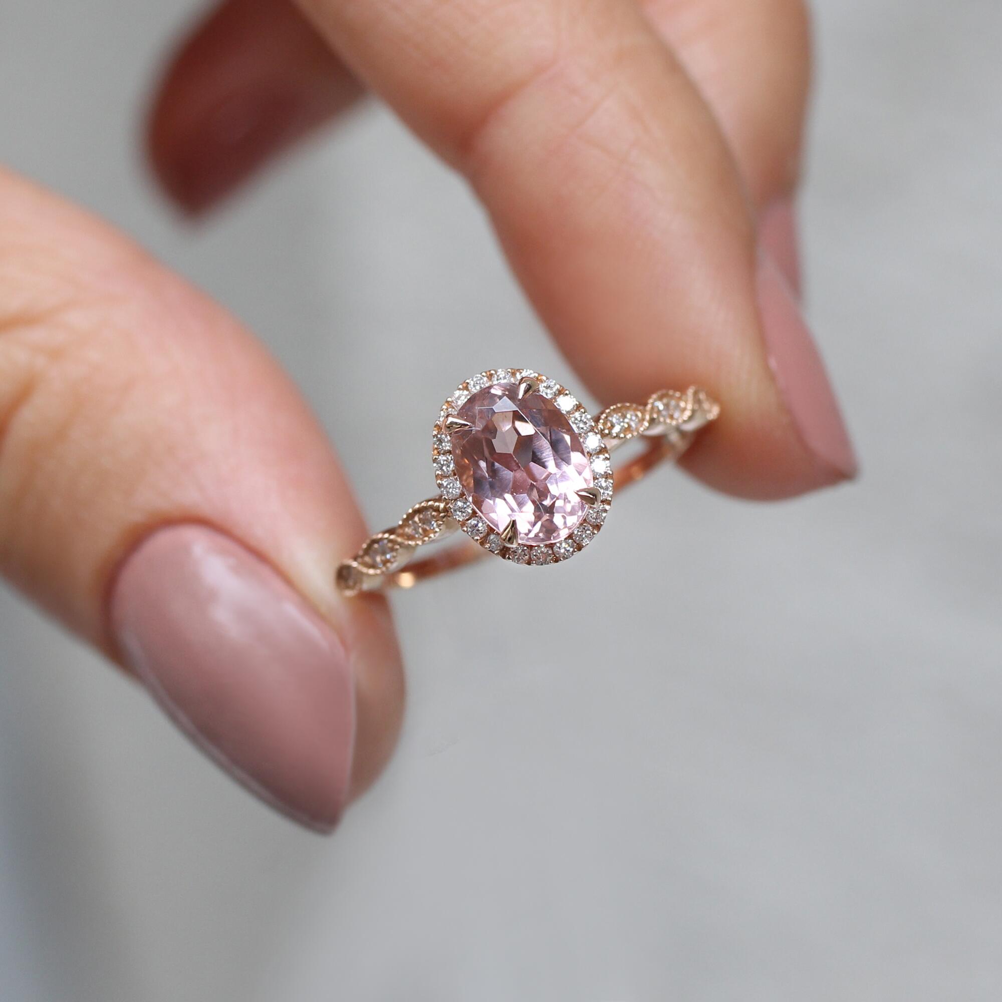 Vintage Tasarım Morganite & Pırlanta Yüzük