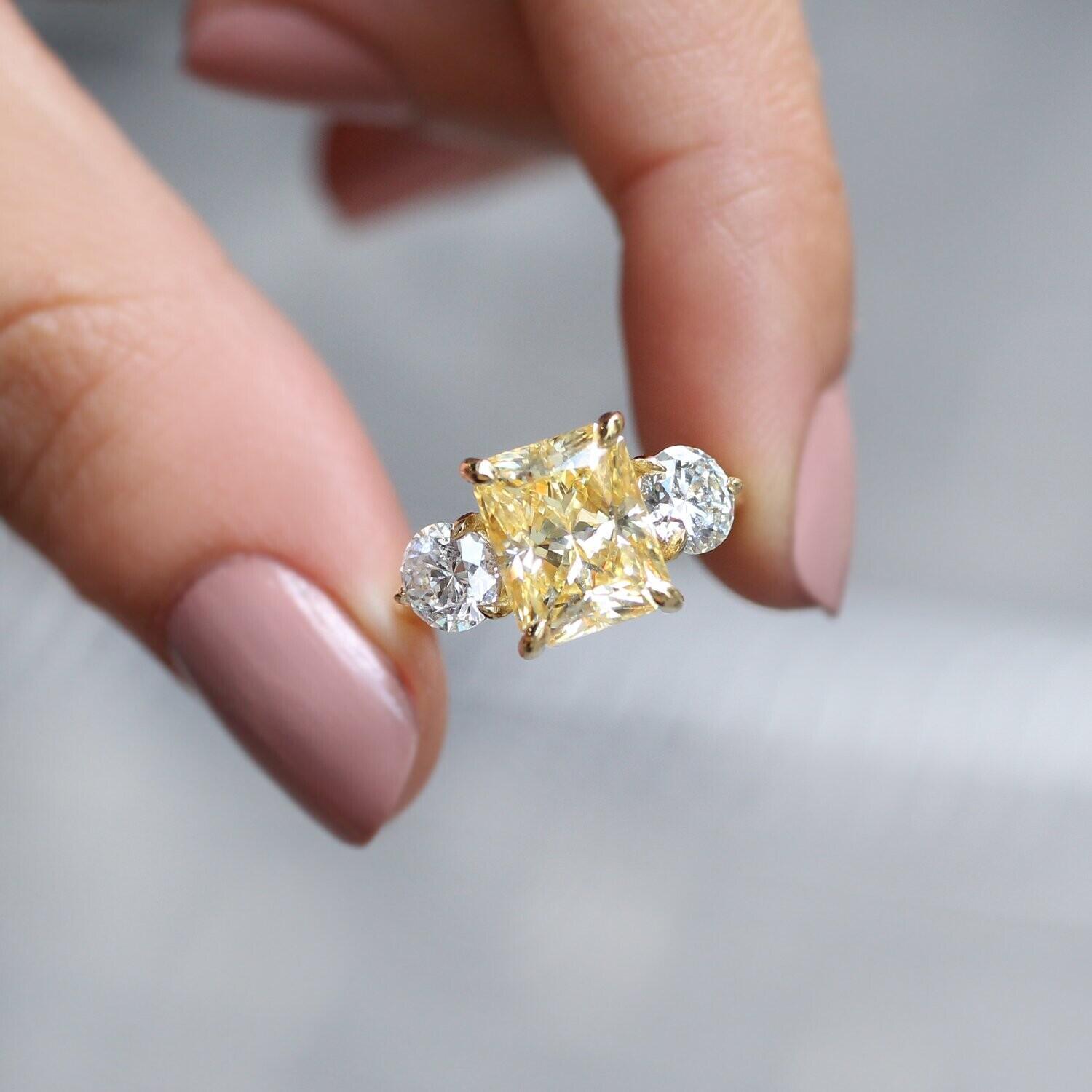 Vintage Tasarım Sitrin & Pırlanta Yüzük