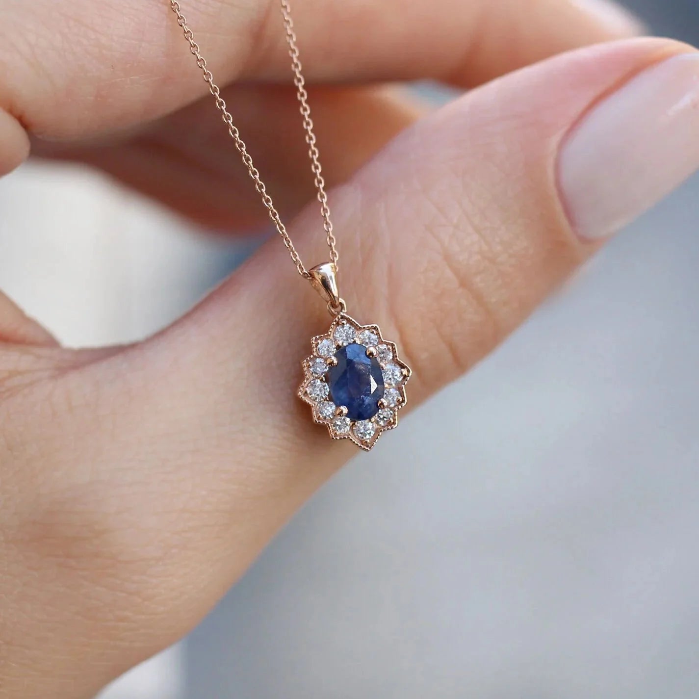 Vintage Venice Pırlanta & Safir Kolye