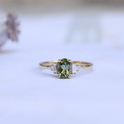 Vintage Yeşil Turmalin & Pırlanta Yüzük