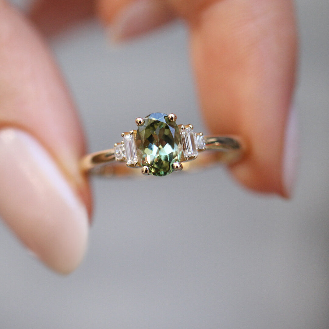 Vintage Yeşil Turmalin & Pırlanta Yüzük