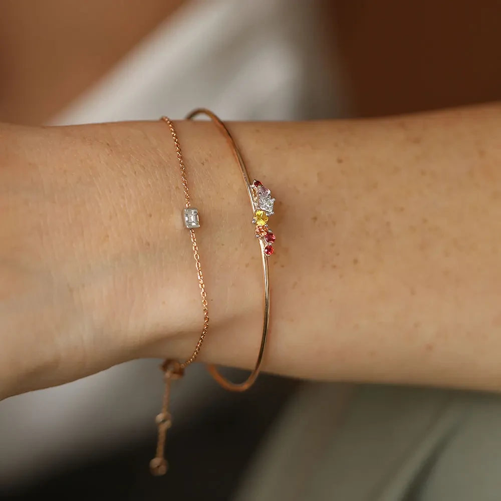 Violet Multicolor Safir ve Pırlanta Taşlı Bileklik