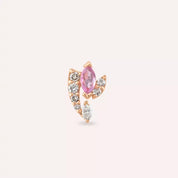 Visal Pink Safir ve Pırlanta Taşlı Rose Altın Piercing