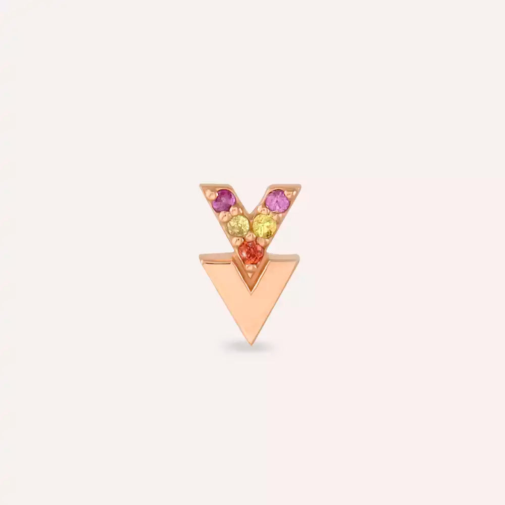 Vivi Multicolor Safir Rose Altın Piercing