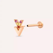Vivi Multicolor Safir Rose Altın Piercing