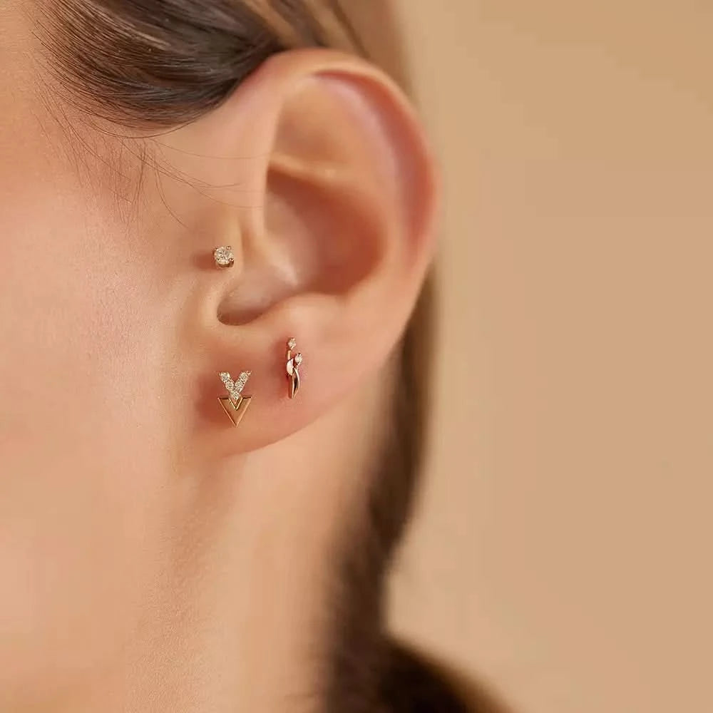 Vivi Pırlanta Taşlı Rose Altın Tek Küpe