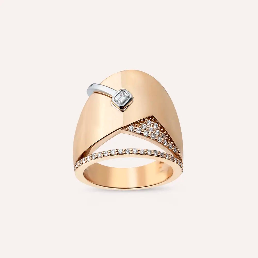 Vortex 0.36 CT Pırlanta Taşlı Rose Altın Yüzük