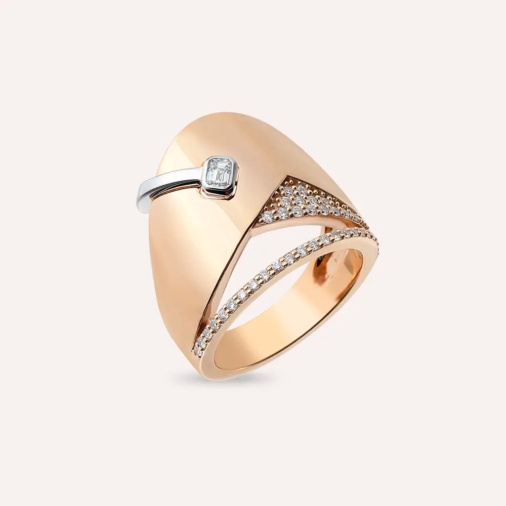 Vortex 0.36 CT Pırlanta Taşlı Rose Altın Yüzük
