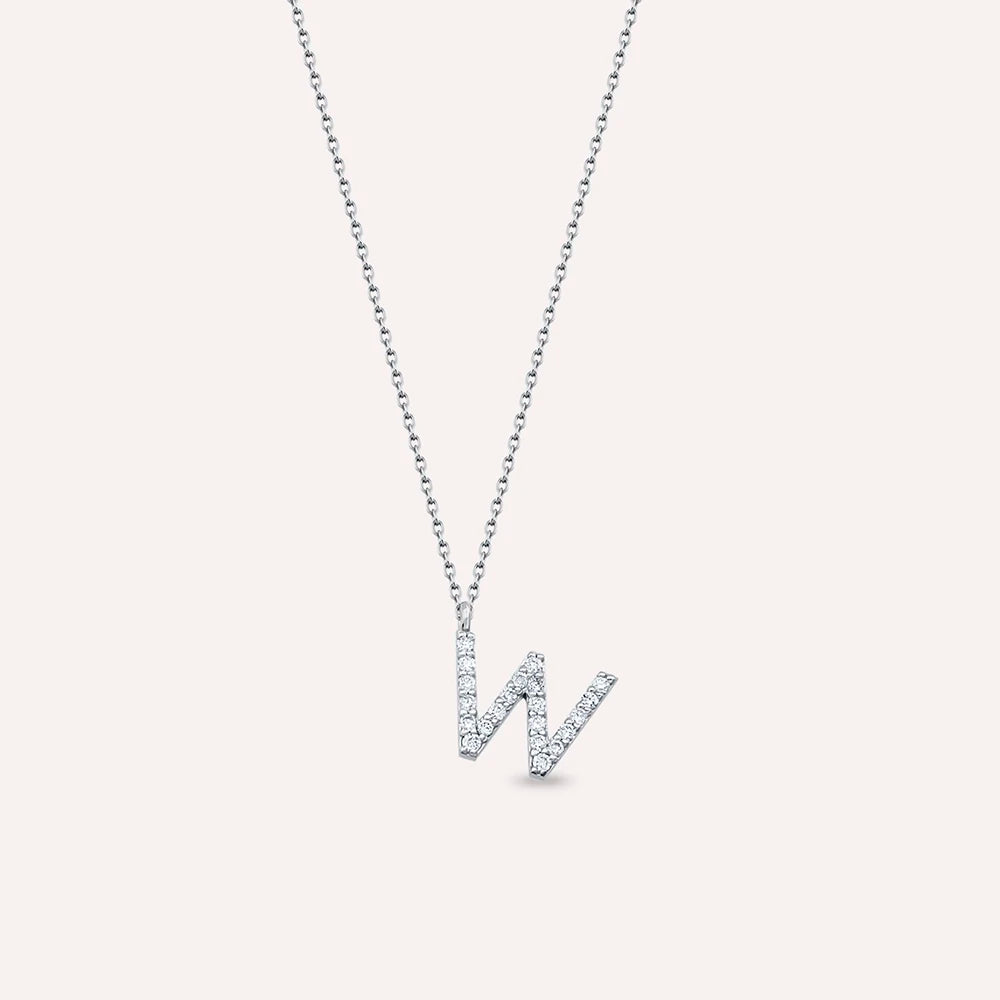 W Harf 0.15 CT Pırlanta Taşlı Beyaz Altın Kolye