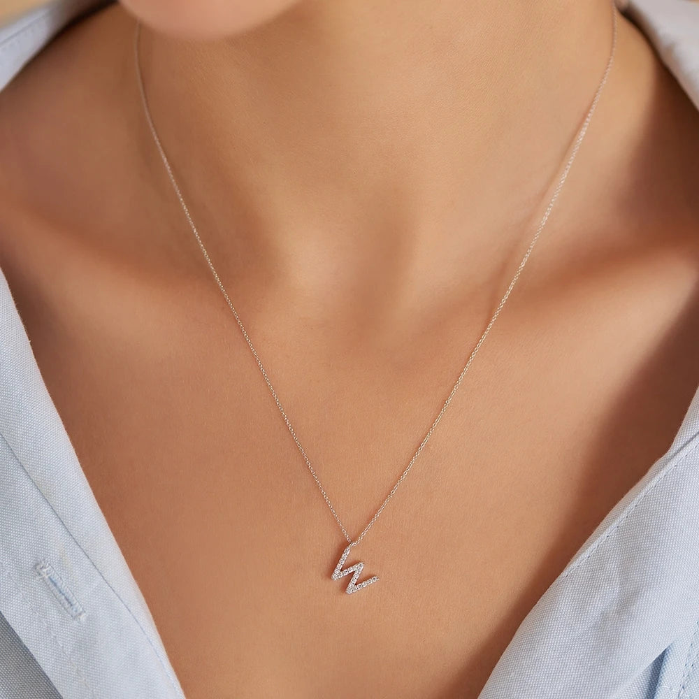 W Harf 0.15 CT Pırlanta Taşlı Beyaz Altın Kolye