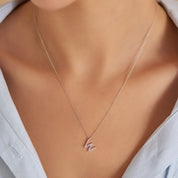 W Harf 0.15 CT Pırlanta Taşlı Beyaz Altın Kolye