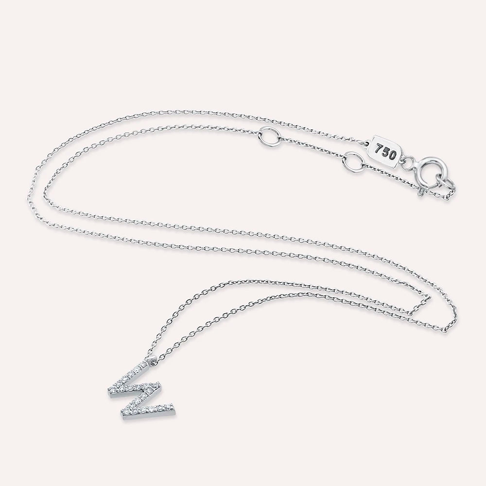 W Harf 0.15 CT Pırlanta Taşlı Beyaz Altın Kolye