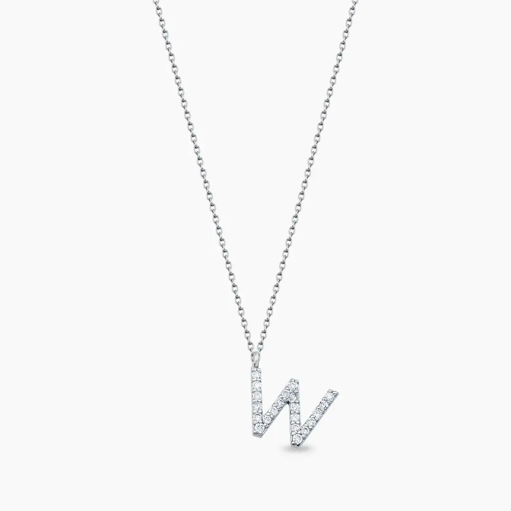 W Harf 0.15 CT Pırlanta Taşlı Beyaz Altın Kolye