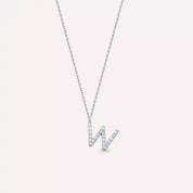 W Harf 0.15 CT Pırlanta Taşlı Beyaz Altın Kolye