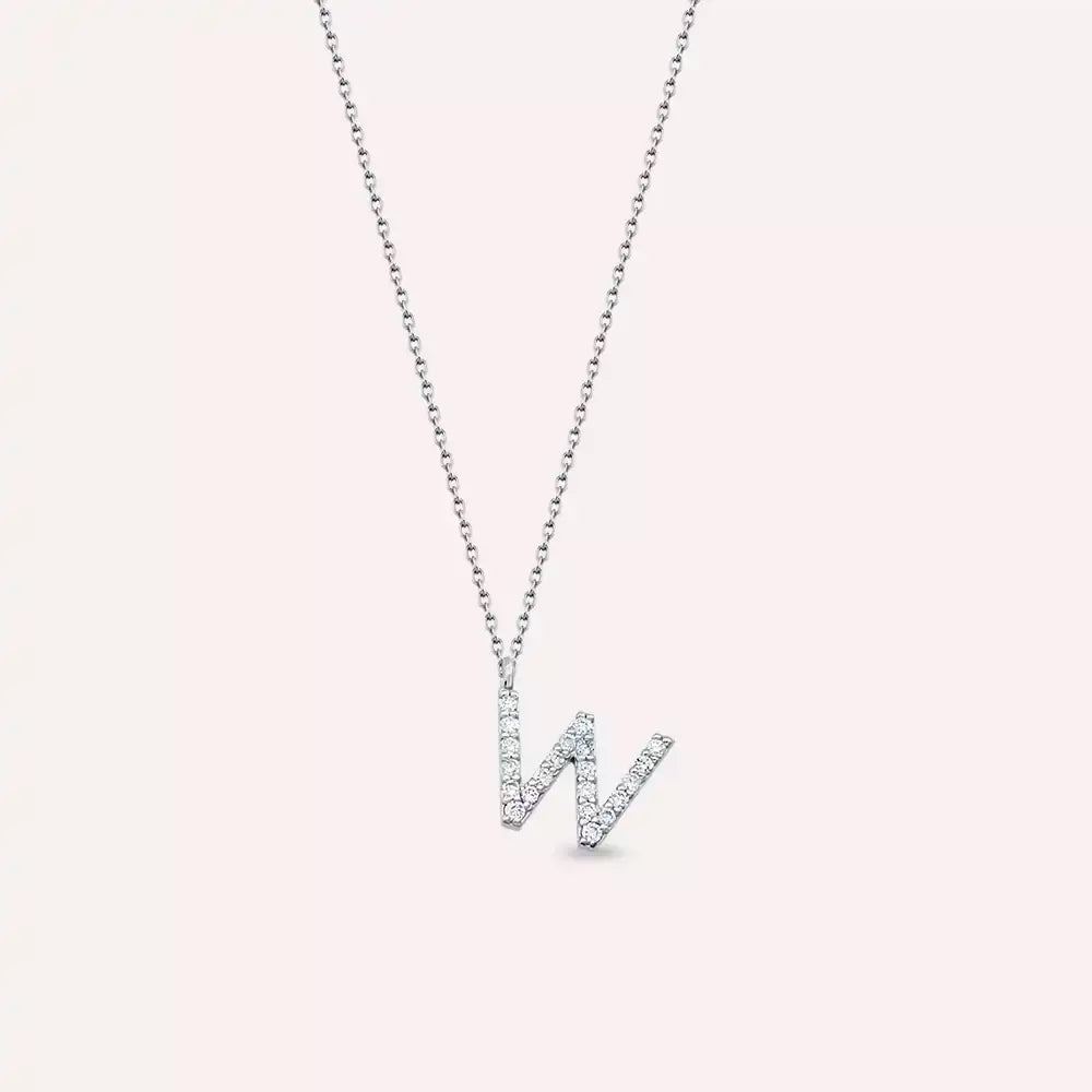 W Harf 0.15 CT Pırlanta Taşlı Beyaz Altın Kolye