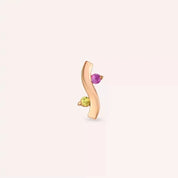 Wave Yellow ve Pink Safir Taşlı Rose Altın Piercing