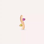 Wave Yellow ve Pink Safir Taşlı Rose Altın Piercing