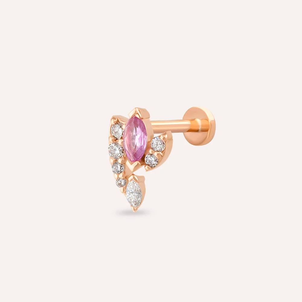 Wendy Pink Safir ve Pırlanta Taşlı Rose Altın Piercing - Tufanlar Kuyumculuk