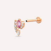 Wendy Pink Safir ve Pırlanta Taşlı Rose Altın Piercing - Tufanlar Kuyumculuk