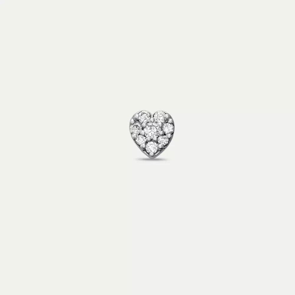 White Hearts Pırlanta Taşlı Mini Tek Küpe