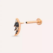 Sharp Siyah Pırlanta Taşlı Rose Altın Piercing