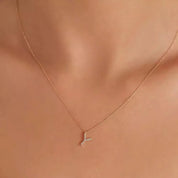 Y Harf 0.07 CT Pırlanta Taşlı Rose Altın Kolye