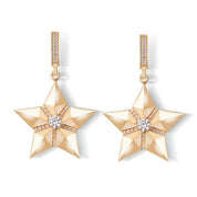 Yıldız Taşlı Sallantılı Altın Küpe