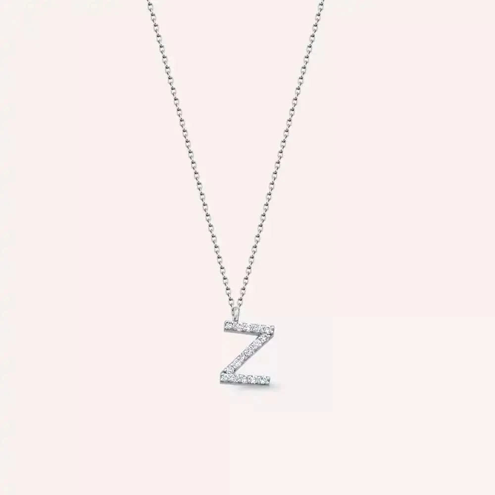 Z Harf 0.10 CT Pırlanta Taşlı Beyaz Altın Kolye