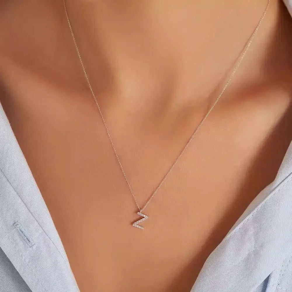 Z Harf 0.10 CT Pırlanta Taşlı Beyaz Altın Kolye