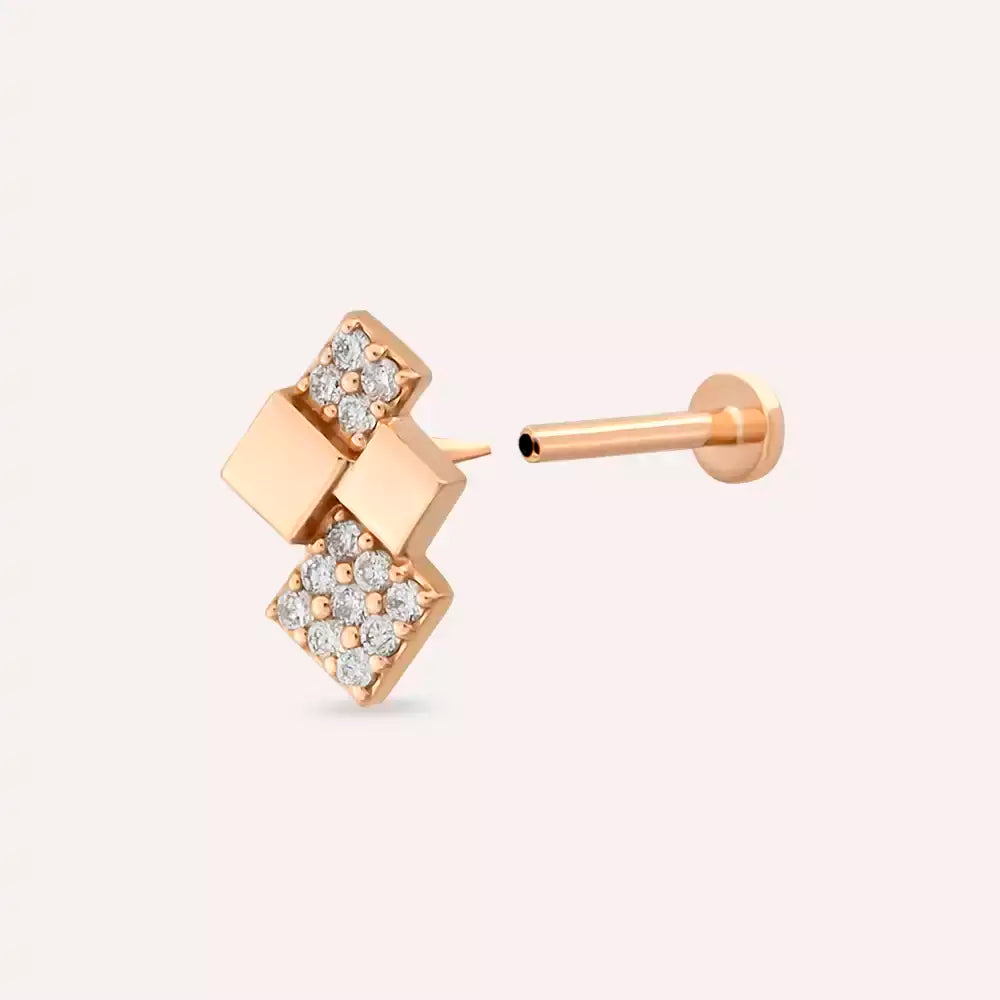 Zaya Pırlanta Taşlı Rose Altın Piercing