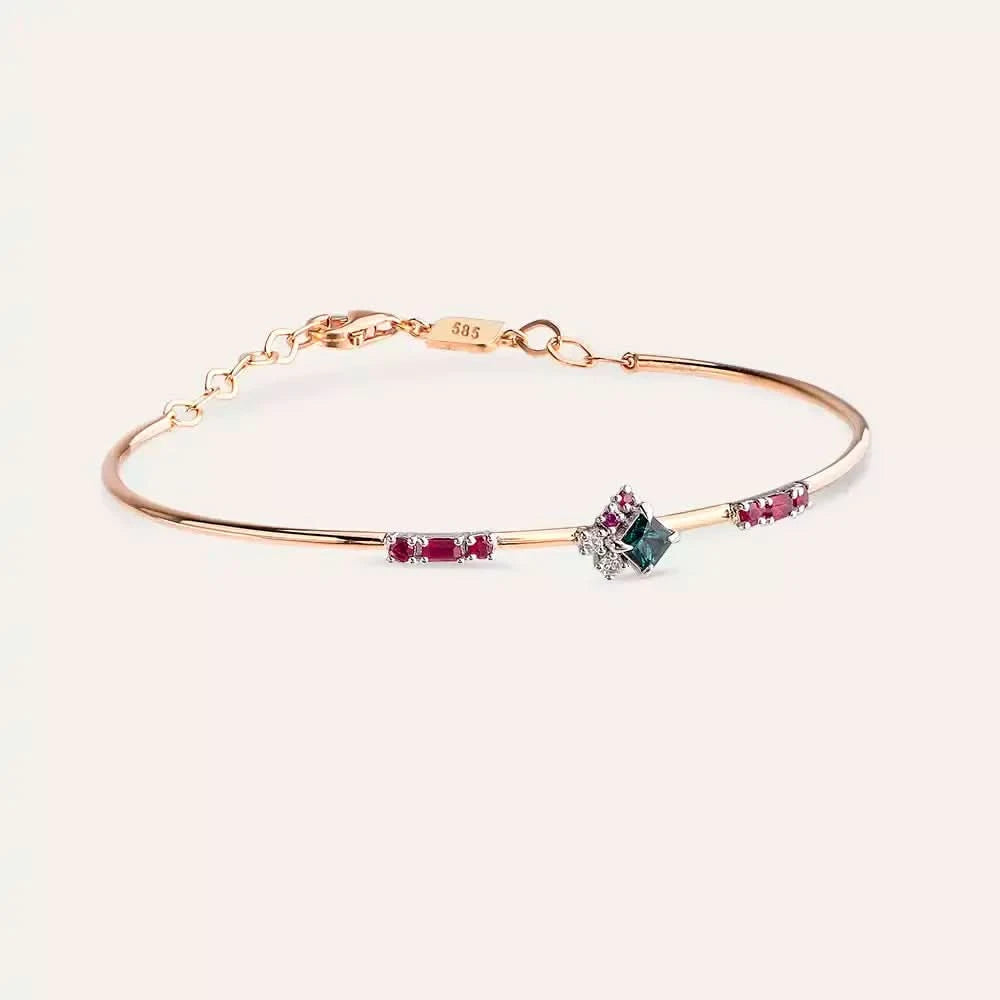 Zena Pırlanta, Yakut ve Safir Taşlı Rose Altın Bileklik