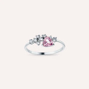 Cosmo Kalp Kesim Pink Safir ve Pırlanta Taşlı Beyaz Altın Yüzük