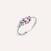 Zoya Kalp Kesim Pink Safir ve Pırlanta Taşlı Beyaz Altın Yüzük