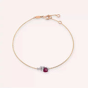 Zoya Red Safir ve Pırlanta Taşlı Rose Altın Bileklik